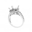0.65 Cts. 18K White Gold Diamond Cushion Cut Engagement Ring Setting With Halo
